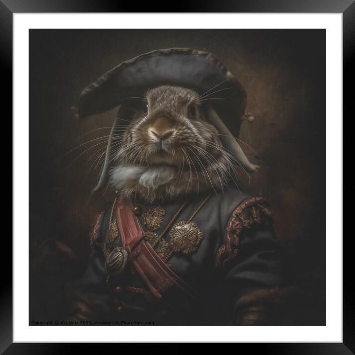 Mini Lop Rabbit Pirate Framed Mounted Print by Kia lydia