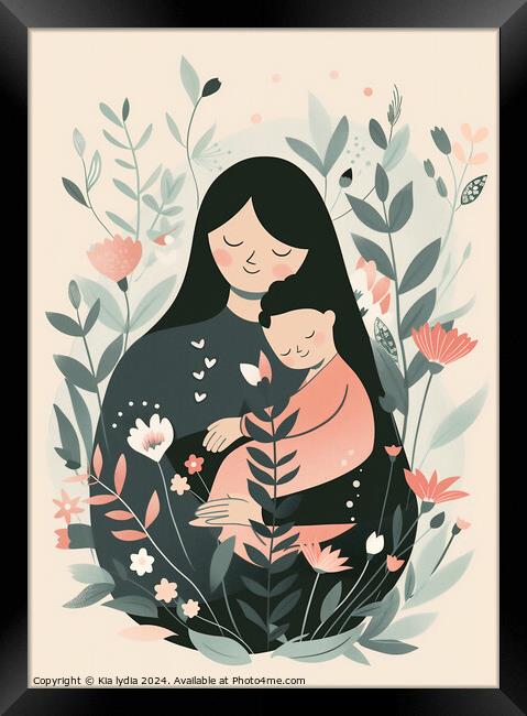 Mother and Child illustration Framed Print by Kia lydia