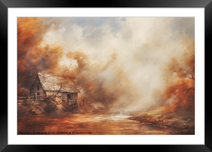 Old Barn in Autumn  Framed Mounted Print by Kia lydia