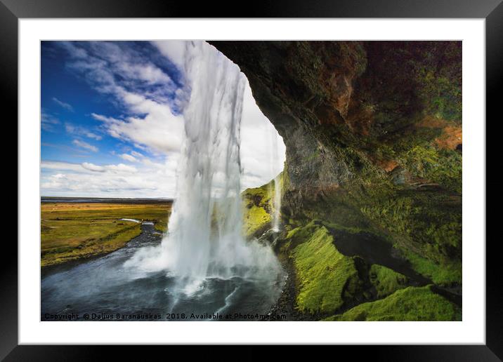 Seljalandsfoss are one of the impressive waterfall Framed Mounted Print by Dalius Baranauskas