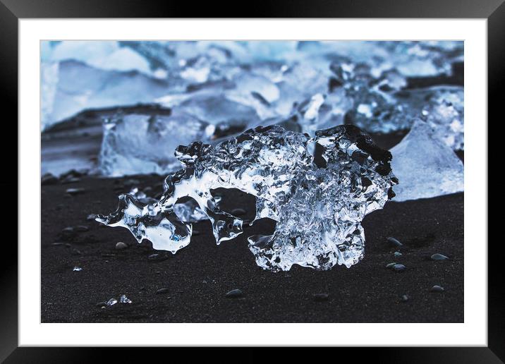 Ice on beach of Jökulsárlón. Iceland Framed Mounted Print by Dalius Baranauskas