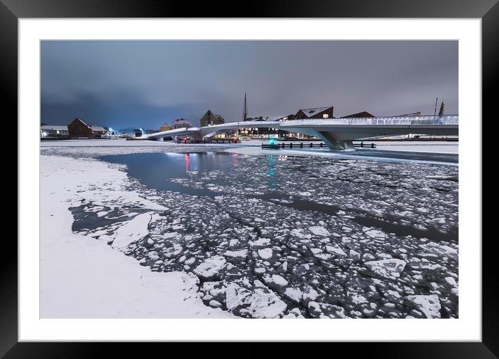 Frozen canal near Inderhavnsbroen bridge Framed Mounted Print by Dalius Baranauskas
