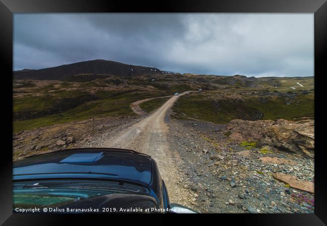 Driving pick-up truck in the Highlands of Iceland Framed Print by Dalius Baranauskas