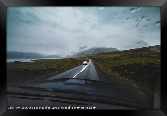 Drive pick-up truck in the Iceland Framed Print by Dalius Baranauskas
