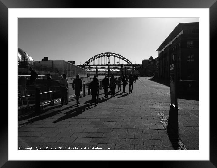 Quayside Shadows - Newcastle upon Tyne. Framed Mounted Print by Phil Wilson