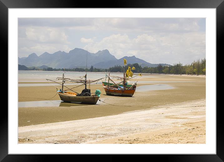 Thai Fishing Boats Framed Mounted Print by Michael Carn