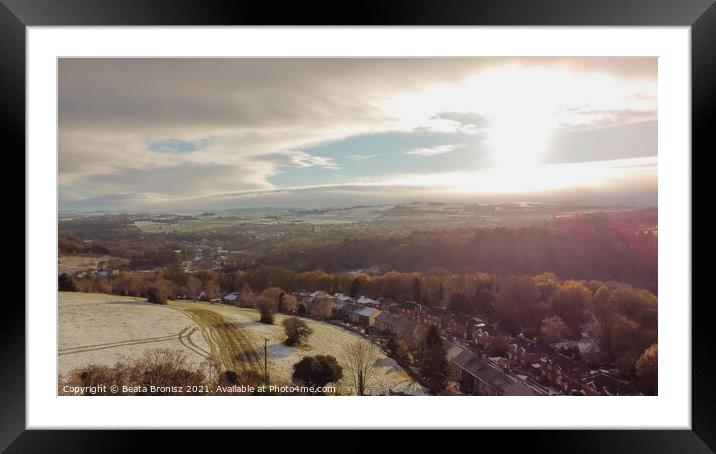 Honley in Yorkshire from a Bird Eye View  Framed Mounted Print by Beata Bronisz