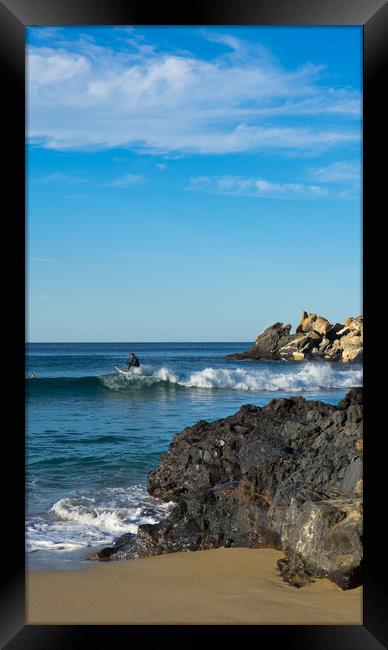 Surfing in Fuerteventura Framed Print by Steven Fleck