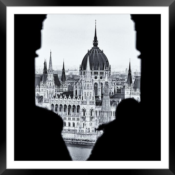 Budapest Parliament from Castle Hill. Framed Mounted Print by David Jeffery