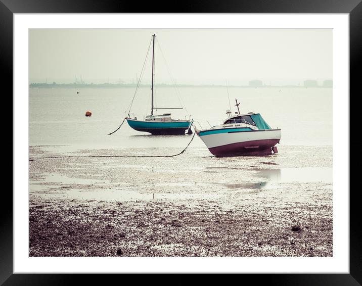Boats on the shore Framed Mounted Print by David Jeffery