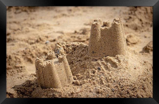 Sandcastles on the Beach Framed Print by David Jeffery