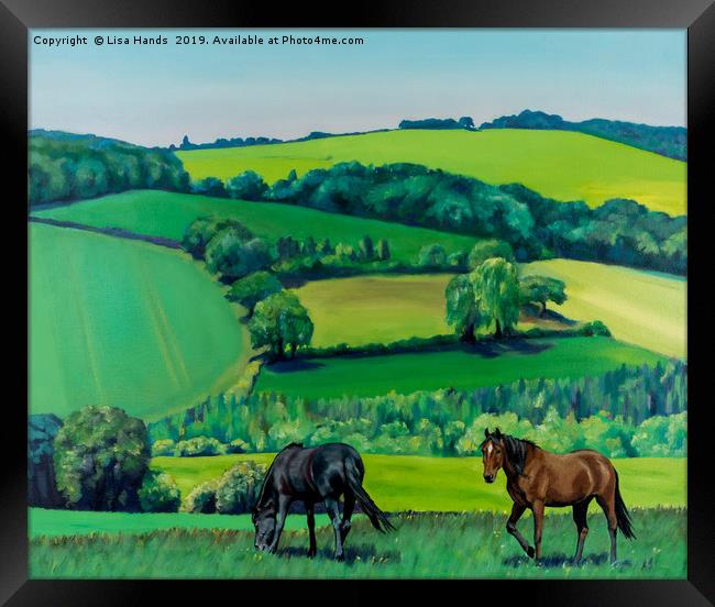Summer Grazing: Triptych (central) Framed Print by Lisa Hands
