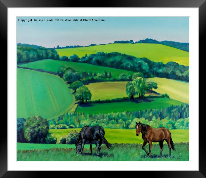 Summer Grazing: Triptych (central) Framed Mounted Print by Lisa Hands