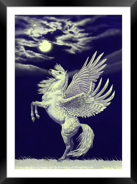 Moon Stallion - a tinge of gold Framed Mounted Print by Lisa Hands