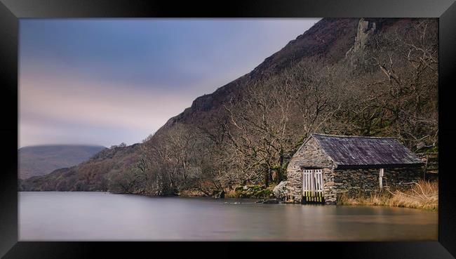Dinas Boathouse Framed Print by Ray Tickle