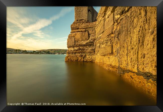 Harbour Wall in Swanage Framed Print by Thomas Faull