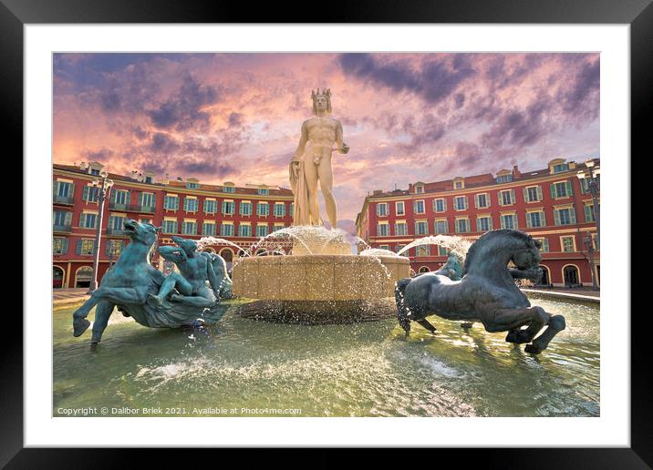 City of Nice Place Massena square and Fountain du Soleil view Framed Mounted Print by Dalibor Brlek