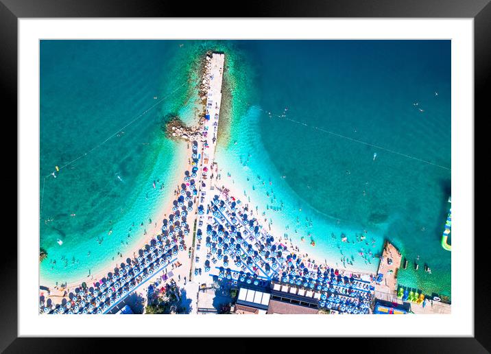 Aerial view of Poli Mora turquoise sand beach in Selce Framed Mounted Print by Dalibor Brlek