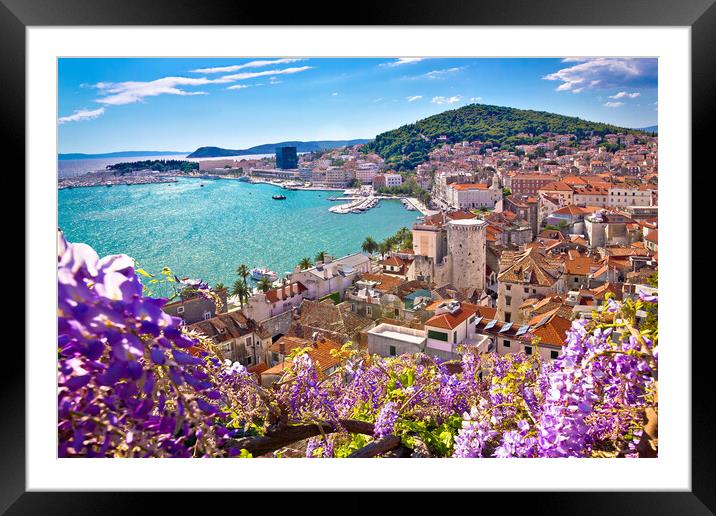 Split waterfront and Marjan hill colorful flower view Framed Mounted Print by Dalibor Brlek