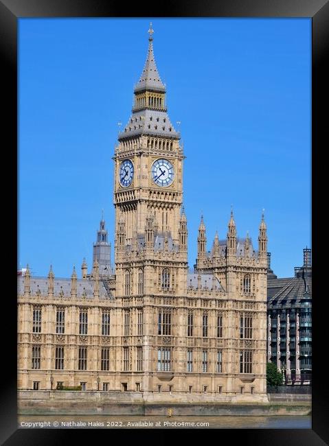 Big Ben viewed from the SouthBank Framed Print by Nathalie Hales