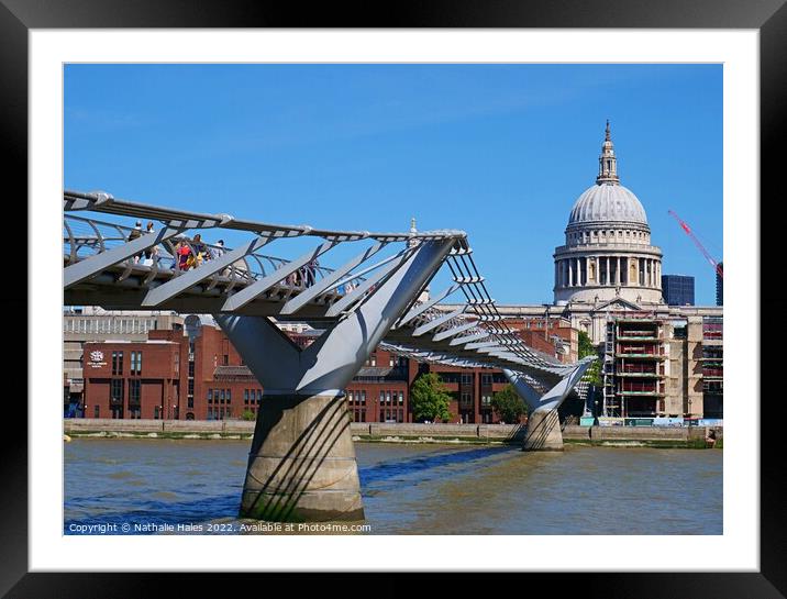 Millennium Bridge and St Paul's Cathedral London Framed Mounted Print by Nathalie Hales