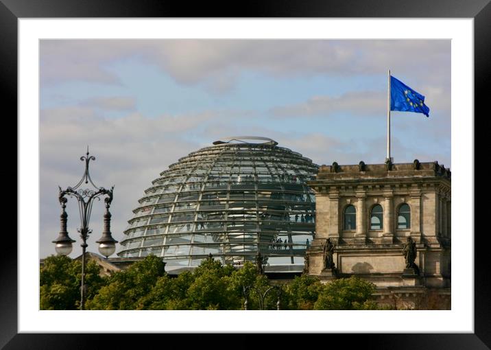 German Reichstag building and Dome in Berlin Framed Mounted Print by Nathalie Hales