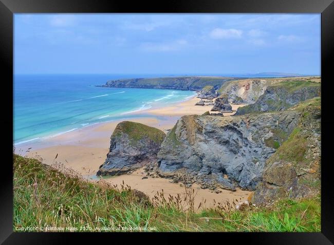 Bedruthan Steps, Cornwall Framed Print by Nathalie Hales