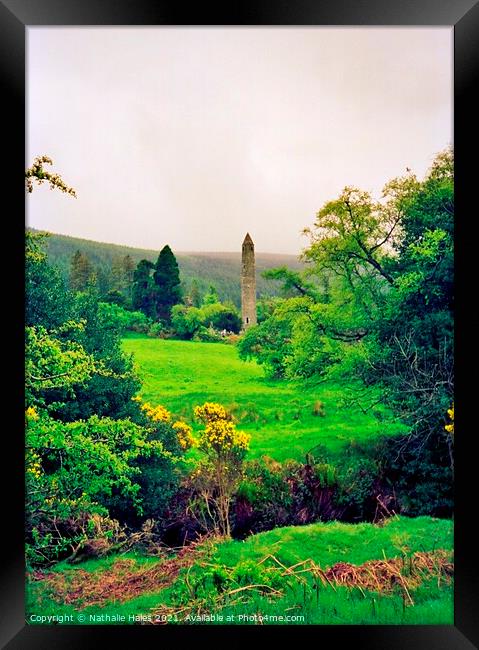 Round Tower, Glendalough Ireland Framed Print by Nathalie Hales