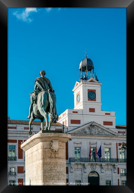 The Puerta del Sol square in Central Madrid Framed Print by Juan Jimenez