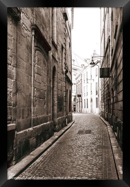 Narrow Cobblestoned Street in Historic Centre of B Framed Print by Juan Jimenez