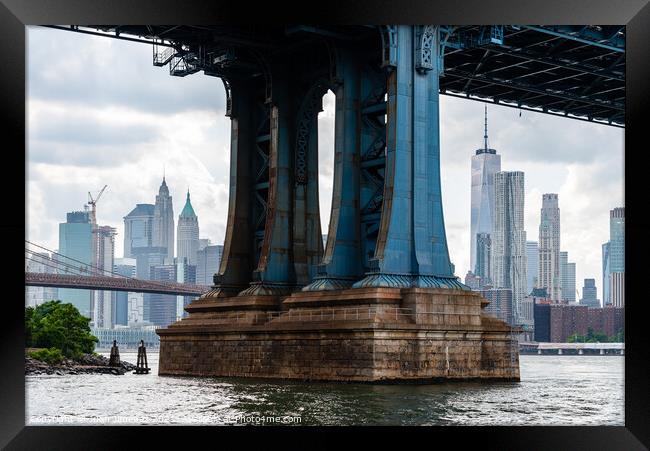 Manhattan Bridge in New York City.  Framed Print by Juan Jimenez