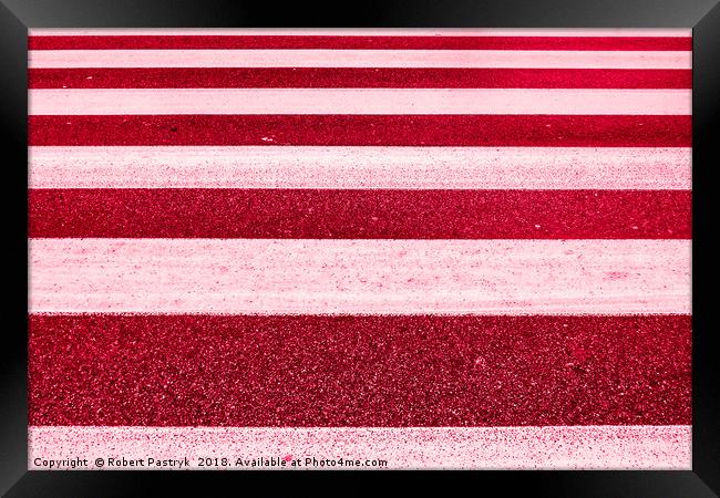 Colored crosswalk, red and white, abstract Framed Print by Robert Pastryk