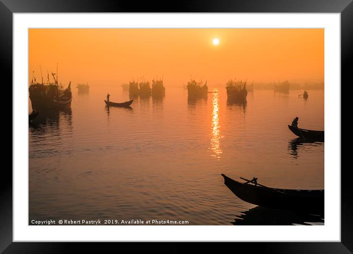 Cox's Bazar, Bangladesh, sunrise over fishing port Framed Mounted Print by Robert Pastryk