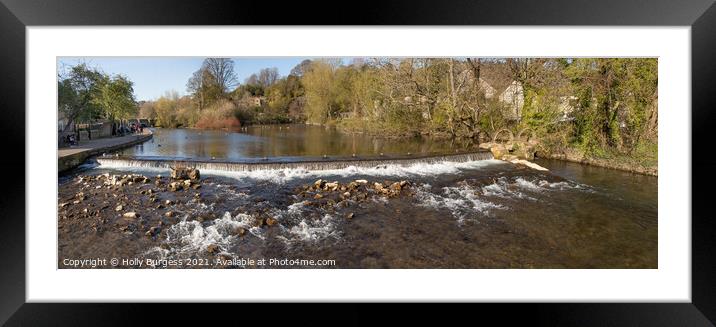 Bakewell Horseshoe River Weir Panoramic  Framed Mounted Print by Holly Burgess