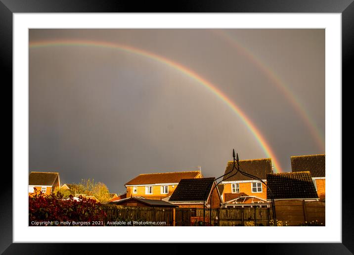 Rainbows, over the roofs  Framed Mounted Print by Holly Burgess