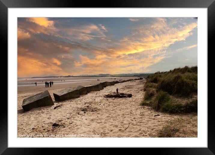 Alnmouth Northumberland at sunsetting  Framed Mounted Print by Holly Burgess