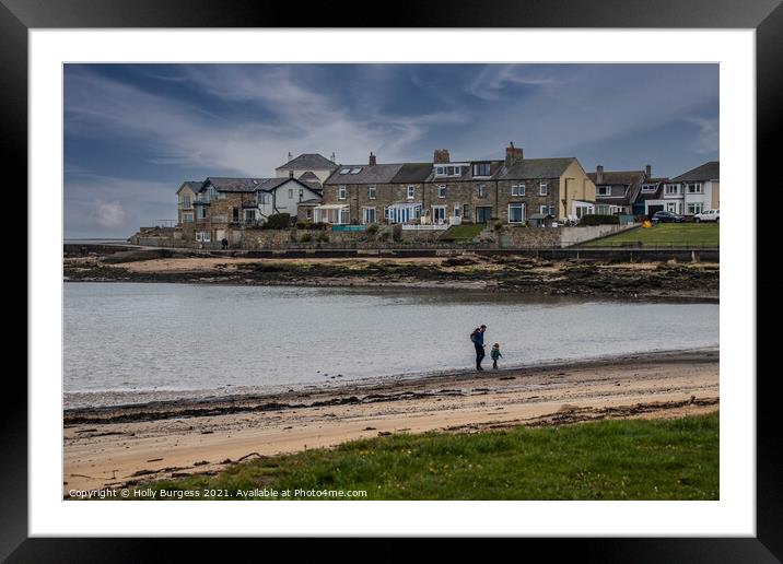 Amble beach a small bay safe for bathing  Framed Mounted Print by Holly Burgess