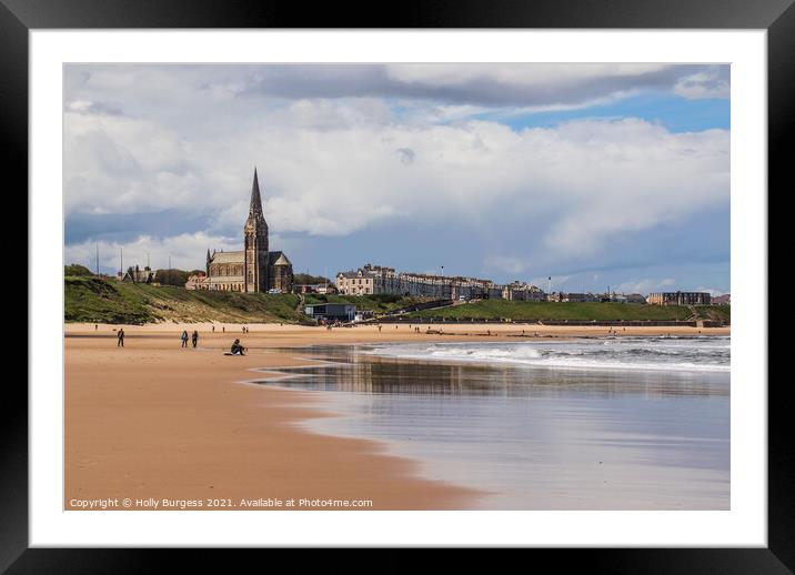 Tynemouth beach Long-sands Tyne and wear  Framed Mounted Print by Holly Burgess