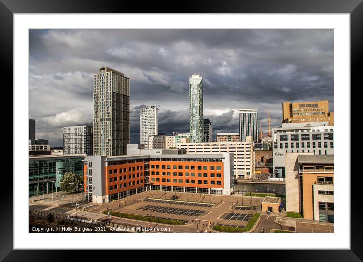 Liverpool Uk, on a moody sky, Framed Mounted Print by Holly Burgess