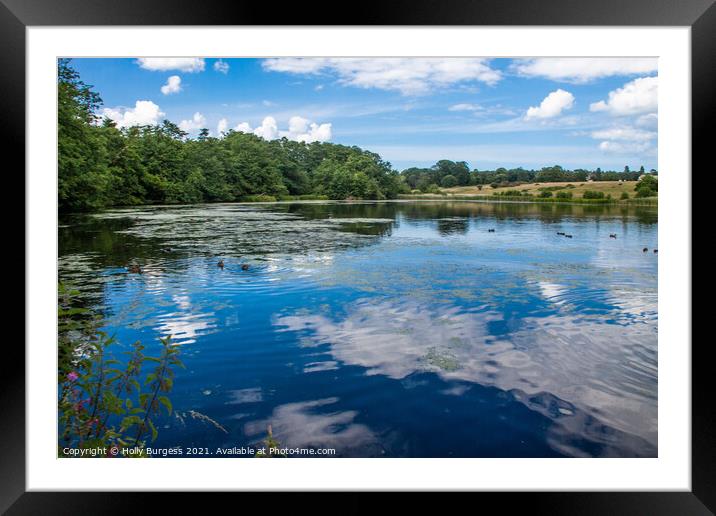 Blickling Gardens, the lake behind the house  Framed Mounted Print by Holly Burgess