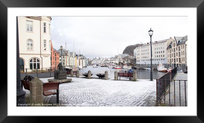 Alesund, small port in Norway west coast, at the entrance to Geriangerfjord  Framed Mounted Print by Holly Burgess
