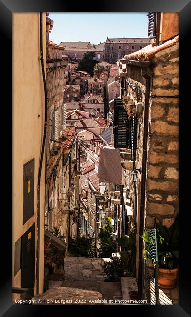 Dalmatian Visions: Dubrovnik's Aged Rooftops Framed Print by Holly Burgess