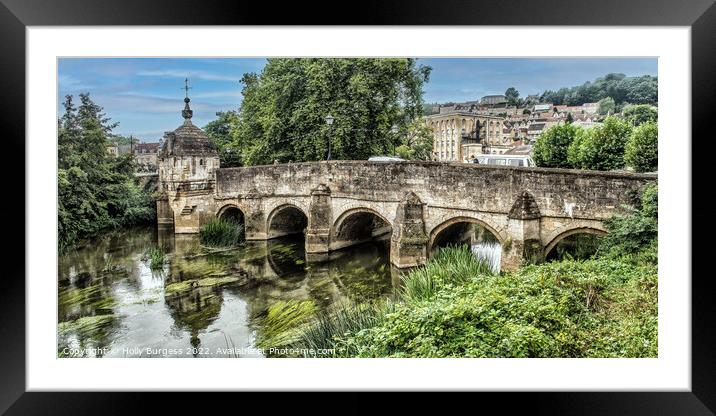 Bradford on Avon Bridge with reflections in the water  Framed Mounted Print by Holly Burgess