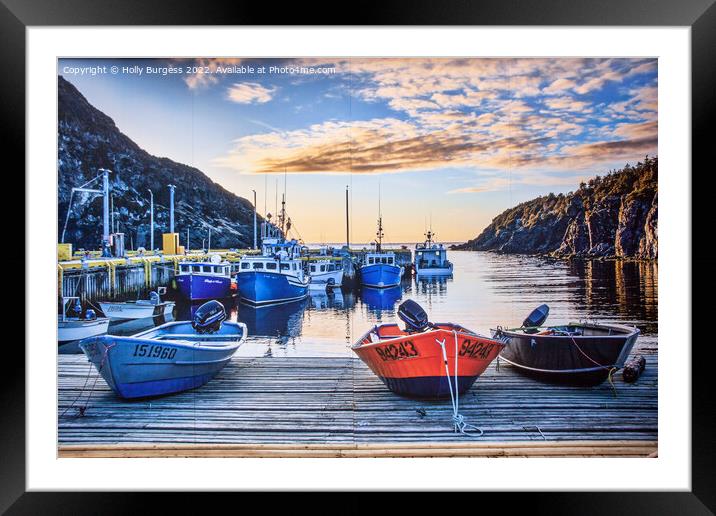'Golden Twilight at the Quebec Marina' Framed Mounted Print by Holly Burgess