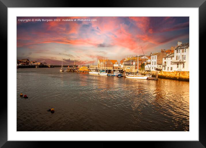Twilight Serenade at Whitby Bay Framed Mounted Print by Holly Burgess