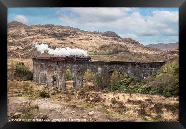The Glenfinn Viaduct is a railway viaduct on the West highland Line Harry Potter train  Framed Print by Holly Burgess