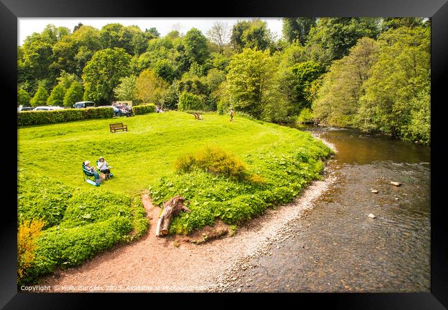 River Teviot, a nice summer day picnic by the river enjoying the sunshine at Jedburgh  Framed Print by Holly Burgess