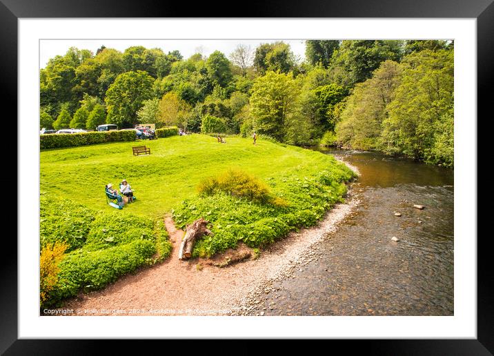 River Teviot, a nice summer day picnic by the river enjoying the sunshine at Jedburgh  Framed Mounted Print by Holly Burgess