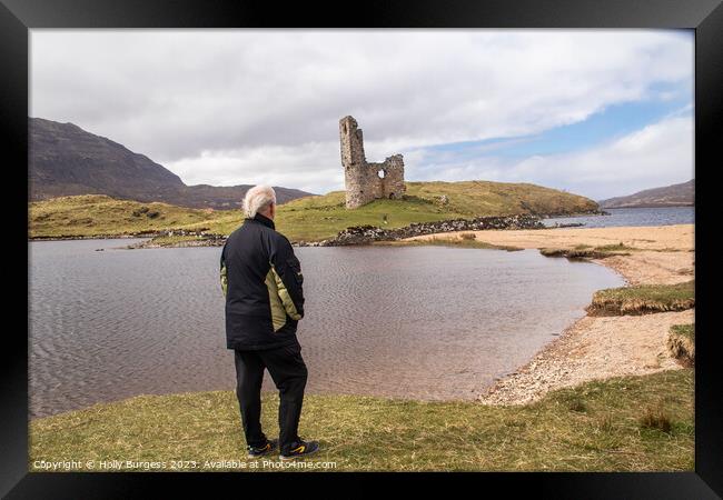 Echoes of Time: Ardvreck Castle's Loch Island Ruin Framed Print by Holly Burgess
