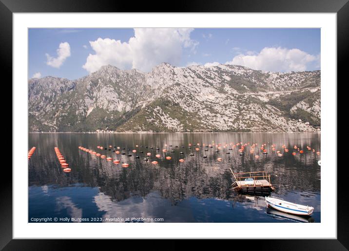 Kotor Mountain range over the Loch Framed Mounted Print by Holly Burgess